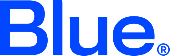 Blue logo with a registered trademark symbol on a white background
