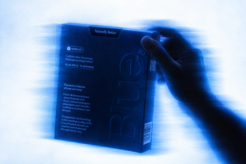 Close-up of the DAWN V2 Blue Apple box